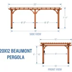 Beaumont 20 ft. x 12 ft. Light Brown Traditional Outdoor All Cedar Wood Patio Pergola Shade Structure with Electric