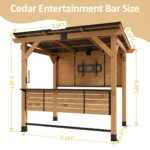 TimberCraft Cedar Outdoor Bar Gazebo with Steel Roof & TV Mount