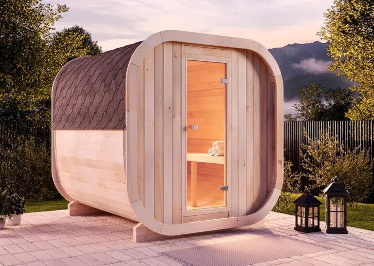 ScandiCube Comfort Wooden Barrel Sauna 42 mm Wall Thickness, 204 x 225 x 212 cm