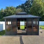 12′ x 14′ Hardtop Aluminum Gazebo with Galvanized Steel Roof & Sliding Doors — product view 3