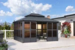 12′ x 14′ Hardtop Aluminum Gazebo with Galvanized Steel Roof & Sliding Doors — product view 4