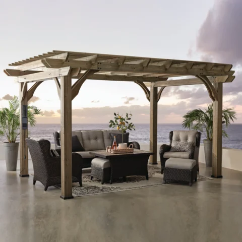14×10 Somerville Pergola – Barnwood Stain — product view 1