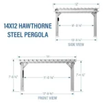 14×12 Hawthorne Traditional Steel Pergola With Sail Shade Soft Canopy