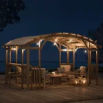 Sunjoy Bellucci 10 x 14 ft. Light Grey Outdoor Cedar Wood