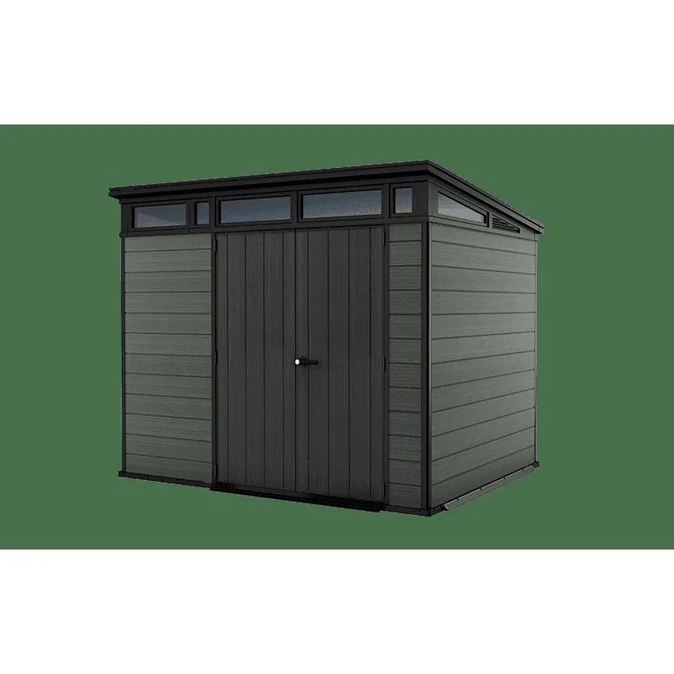 Keter 7.5ft x 9ft Newton Plus Front Entry Plastic Garden Shed – Dark Grey Keter 7.5ft x 9ft Newton Plus Front Entry Plastic Garden Shed – Dark Grey