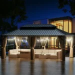Sunmthink 12×20 ft Hardtop Gazebo with Double Roof, Steel and Aluminum Construction