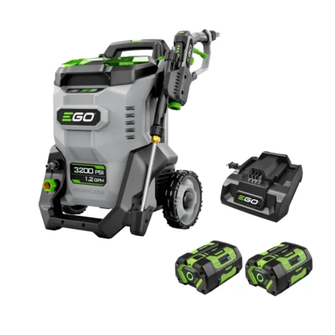 EGO, Pressure Washer Kit w/ Batteries Chargers, Pressure 3200 PSI, Flow 2 GPM, Volts 56 Model# HPW3204-2