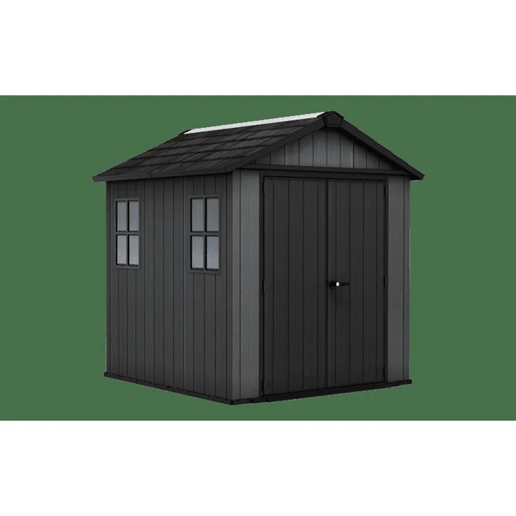 Keter Newton Plus Vertical 7 x 7.5 ft Apex Plastic Garden Shed with Floor & 2 Windows – Grey Keter Newton Plus Vertical 7 x 7.5 ft Apex Plastic Garden Shed with Floor & 2 Windows – Grey