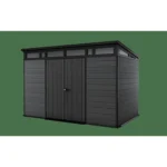 Keter Artisan 7×11 ft Pent Plastic Garden Shed with Floor & Window – Dark Grey