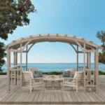 Sunjoy Bellucci 10 x 14 ft. Light Grey Outdoor Cedar Wood
