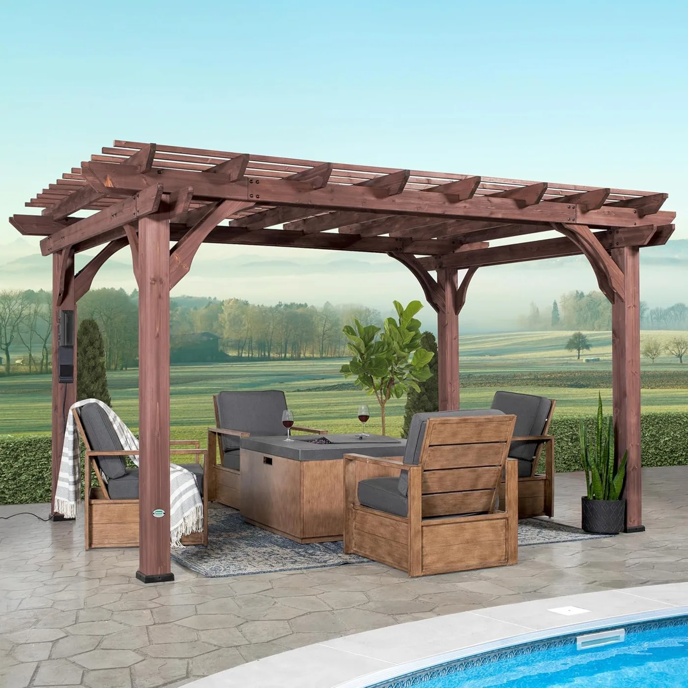 Backyard Discovery 14′ X 10′ Somerville Pergola W/ Electric – Dark Walnut DIY Backyard Discovery 14′ X 10′ Somerville Pergola W/ Electric – Dark Walnut DIY