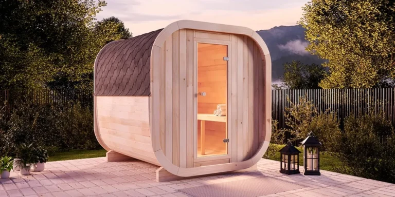 ScandiCube Comfort Wooden Barrel Sauna 42 mm Wall Thickness, 204 x 225 x 212 cm