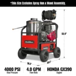 4000 PSI 4 GPM Honda E-Start Engine Hot Water Pressure Washer with Hose Reel (HPW40H)