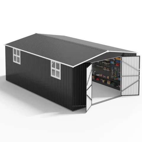 Polar Aurora Heavy-Duty Metal Outdoor Storage Shed with Ventilated Utility Design