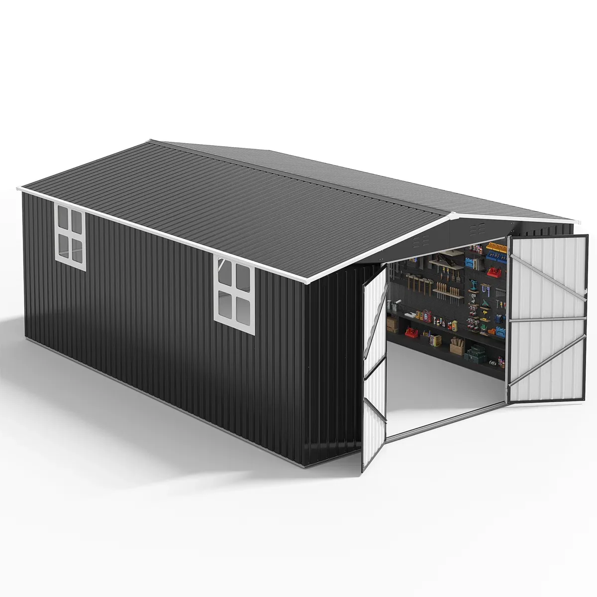 Polar Aurora Heavy-Duty Metal Outdoor Storage Shed with Ventilated Utility Design Polar Aurora Heavy-Duty Metal Outdoor Storage Shed with Ventilated Utility Design