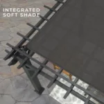 Stratford 12 Ft. X 10 Ft. Black Steel Traditional Pergola with Sail Shade Soft Canopy