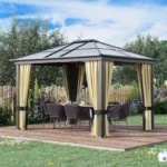 Outsunny 12′ x 10′ Aluminum Patio Gazebo Canopy w/ Polycarbonate Hardtop Roof — product view 2